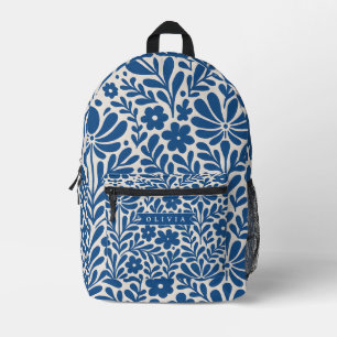 Personalisierte Blaue Volkstümliche Blumenmuster N Bedruckter Rucksack