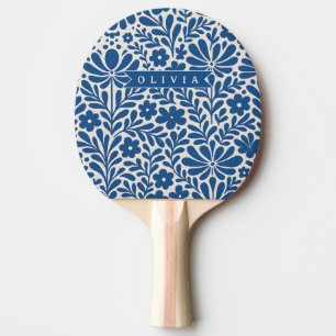 Personalisierte Blaue Volkstümliche Florale Nordis Tischtennis Schläger