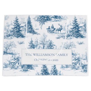 Personalisierte blaue Weihnachts-Toile-Geschenktas Große Geschenktüte