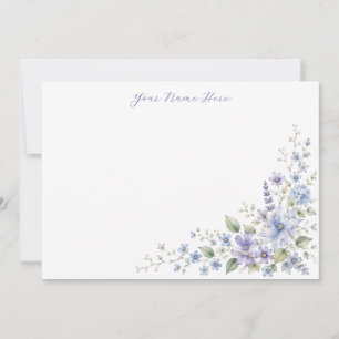 Personalisierte blaue Wildblumen-Notizkarten Dankeskarte
