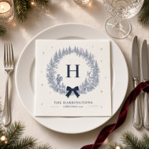 Personalisierte Blaue Winter-Toile-Monogramm-Weihn