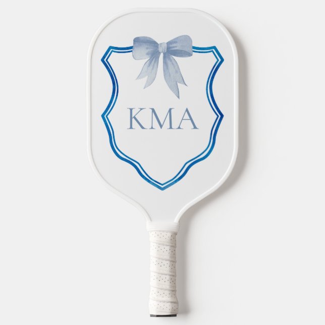 Personalisierte blauer Wappen-Preppy-Frauen Pickleball Schläger (Vorderseite)