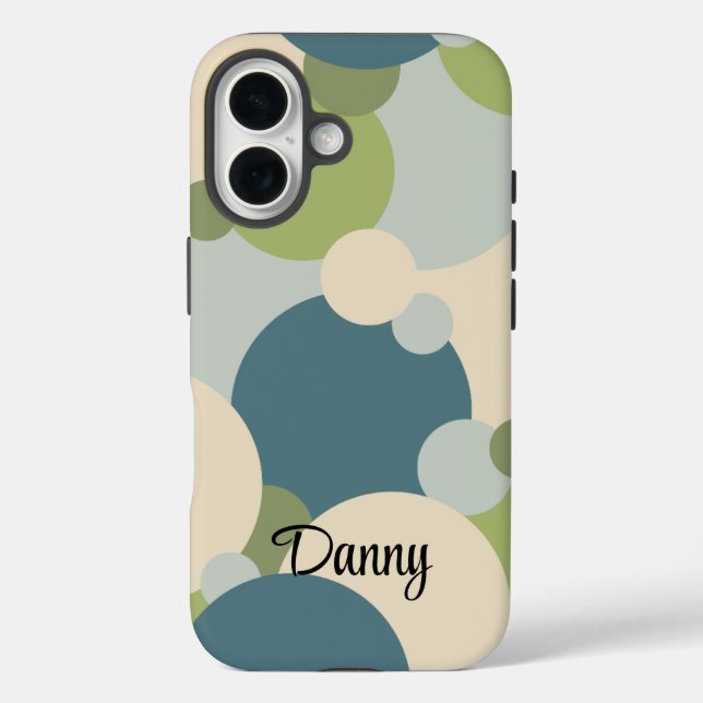 Personalisierte blaugrüne Moleküle iPhone Gehäuse iPhone 16 Hülle (Rückseite)