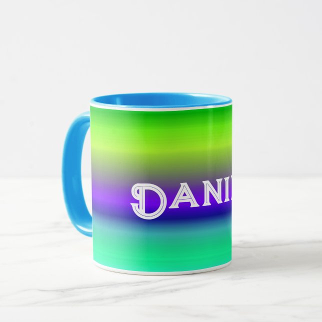 Personalisierte blaugrüne Tasse (Vorderseite Links)
