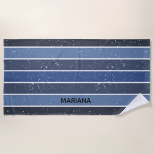 Personalisierte Blaustreifen Strandtuch