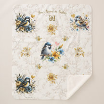 Personalisierte Blauvögel und Goldflorale