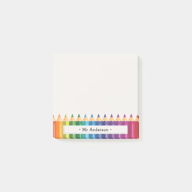 Personalisierte Bleistifte mit Namen des Lehrers i Post-it Klebezettel (Vorderseite)