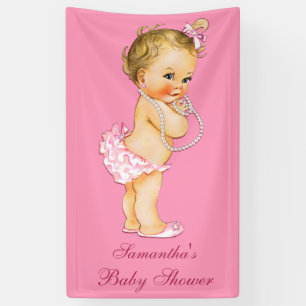 Personalisierte Blondine perlt Mädchen-Baby-Dusch Banner