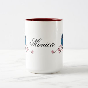 Personalisierte Blue Bird-Kunst Zweifarbige Tasse
