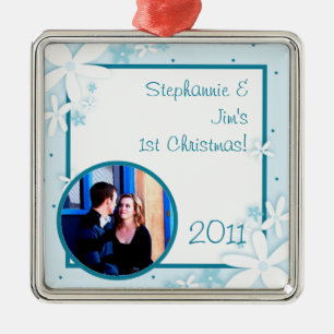 Personalisierte Blue Daisies Silbernes Ornament