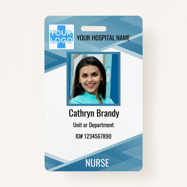Personalisierte blue Employee ID, Foto, Name Ausweis (Vorderseite)