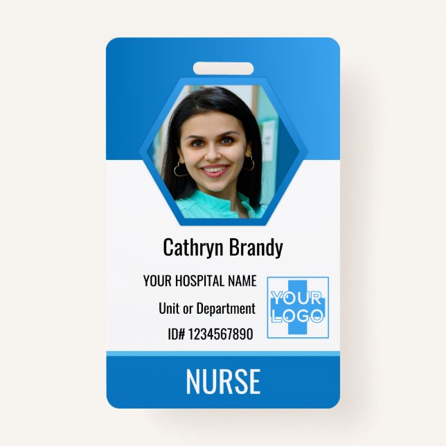 Personalisierte blue Employee ID, Foto, Name Ausweis (Vorderseite)