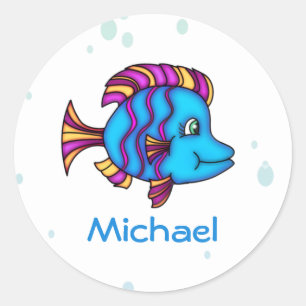 Personalisierte Blue Fish Stickers