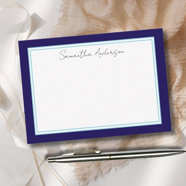 Personalisierte Blue Flat Note Card Mitteilungskarte (Von Creator hochgeladen)