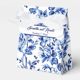 Personalisierte Blue Floral Toile Hochzeit Geschenkschachtel