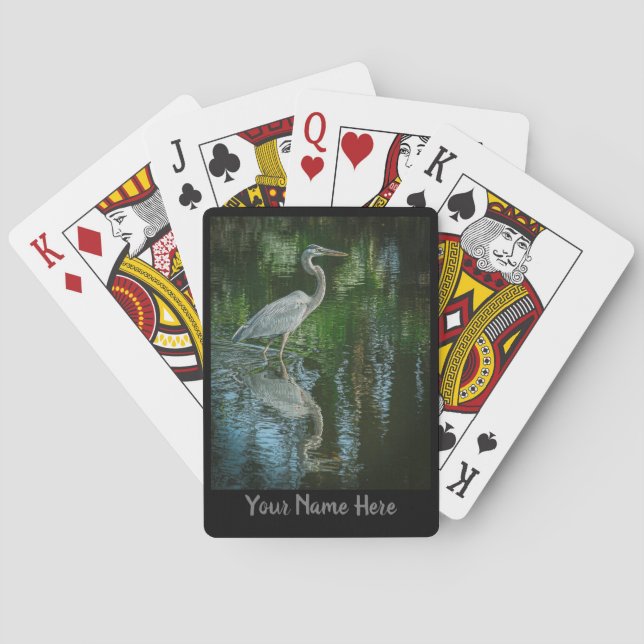 Personalisierte Blue Heron Playing Cards Spielkarten (Rückseite)