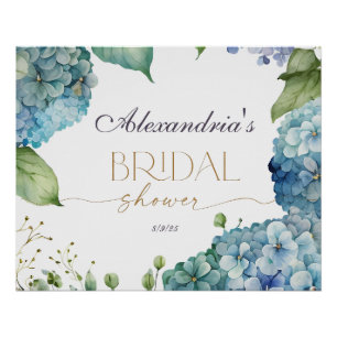 Personalisierte Blue Hydrangeas Hochzeitsdusche Poster
