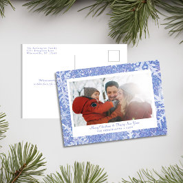 Personalisierte Blue Snowflakes Weihnachtskarte Feiertagspostkarte