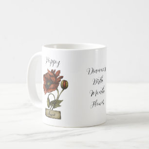 Personalisierte Blume AUGUST Geburtstag Mohn Kaffeetasse