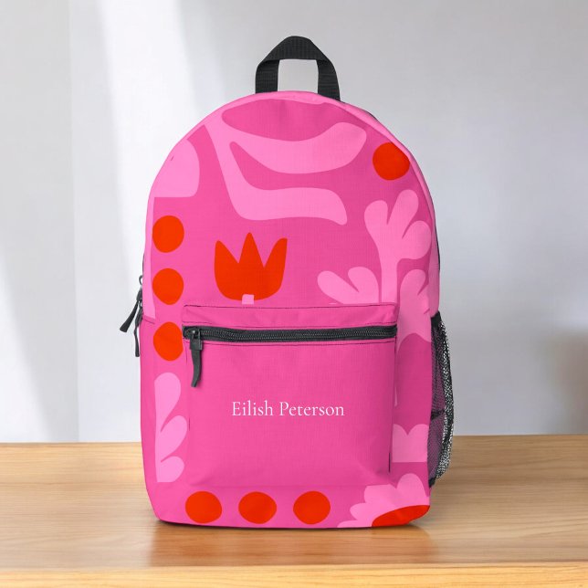 Personalisierte Blume Bedruckter Rucksack (personalized pink abstract floral school bag )