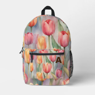 Personalisierte Blume der Wasserfarbe Zurück Bedruckter Rucksack