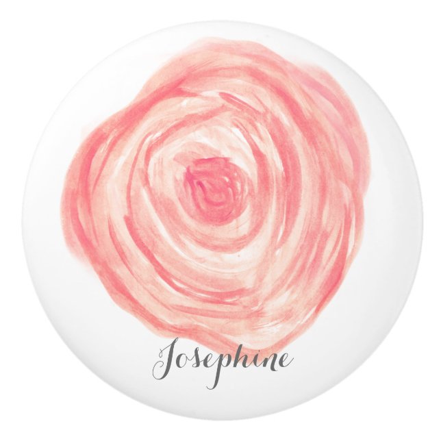 Personalisierte Blume der Wasserfarben Keramikknauf (Vorderseite)