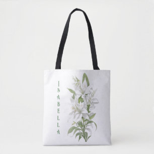 Personalisierte Blume der White Lily Tasche