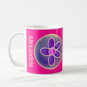 Personalisierte Blume Heiß rosa Kaffeetasse