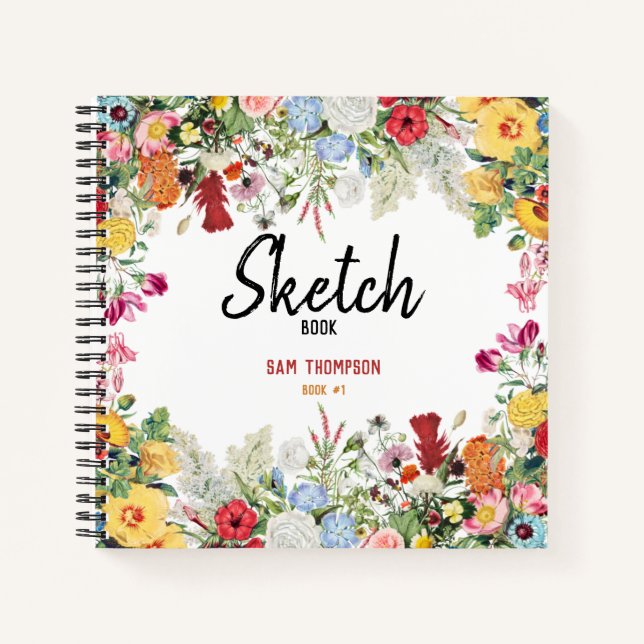 Personalisierte Blume im Blumengarten Sketchbuch Notizbuch (Vorderseite)