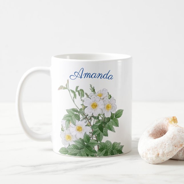 PERSONALISIERTE BLUME KAFFEETASSE (Mit Donut)