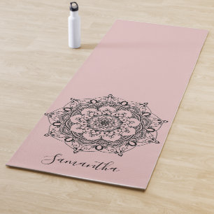 Personalisierte Blume Mandala Dusty Pink Yogamatte