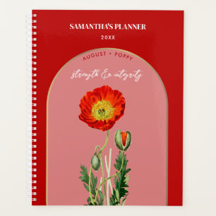 Personalisierte Blume Monat August Mohn Planer