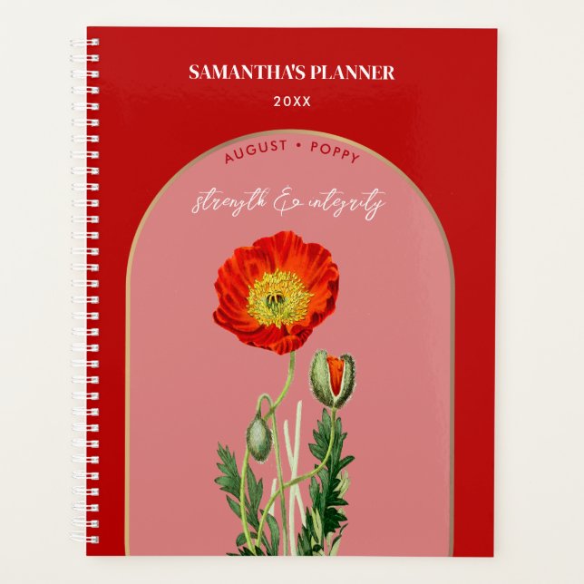 Personalisierte Blume Monat August Mohn Planer (Vorderseite)