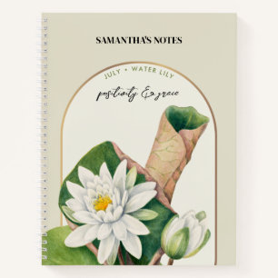 Personalisierte Blume Monat Juli Wasserlilie Notizbuch