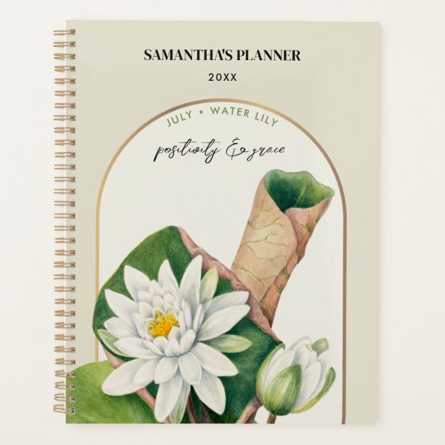 Personalisierte Blume Monat Juli Wasserlilie Planer (Vorderseite)