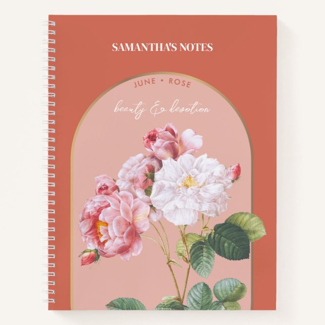 Personalisierte Blume Monat Juni Rose Notizbuch (Vorderseite)