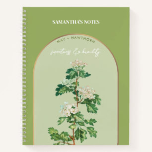 Personalisierte Blume Monat Mai Hawthorn Notizbuch