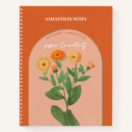 Personalisierte Blume Monat Oktober Marigold Notizbuch