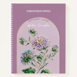 Personalisierte Blume Monat September Aster Notizbuch
