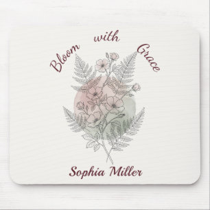 Personalisierte Blume Rosa Rose Benutzername Büro Mousepad