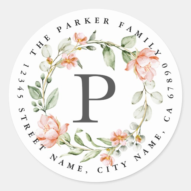 Personalisierte Blume Round Stickers (Vorderseite)