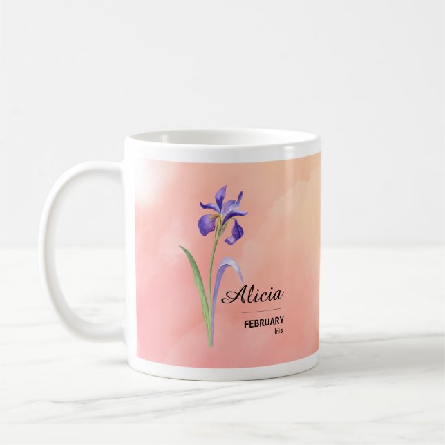 Personalisierte Blume Tasse im Februar (Links)