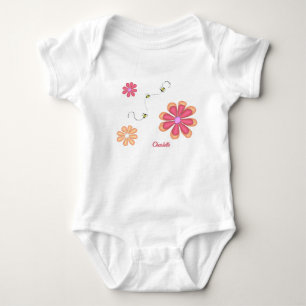 Personalisierte Blume und Baby Bodysuit Baby Strampler
