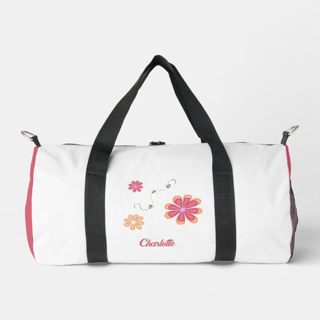 Personalisierte Blume und Bienen Gymnastik Duffle Bag (Vorderseite)