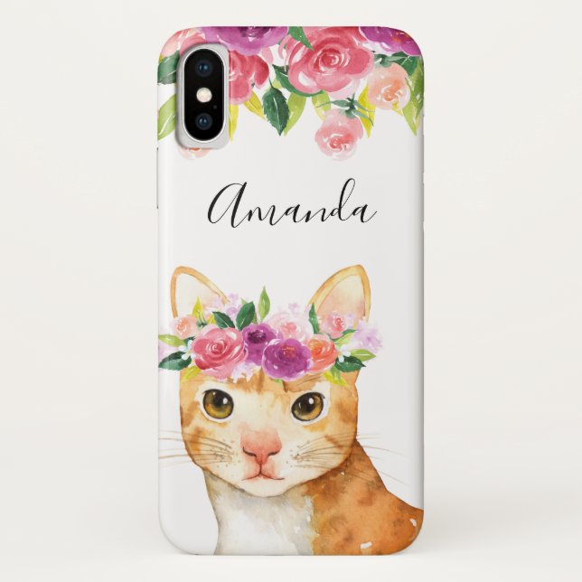 Personalisierte Blume und Katzen Case-Mate iPhone Hülle (Rückseite)