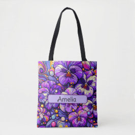 Personalisierte Blume Violet Februar Tasche