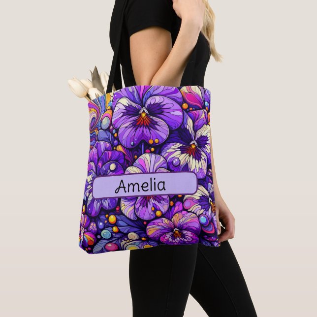 Personalisierte Blume Violet Februar Tasche (Von Nahem)