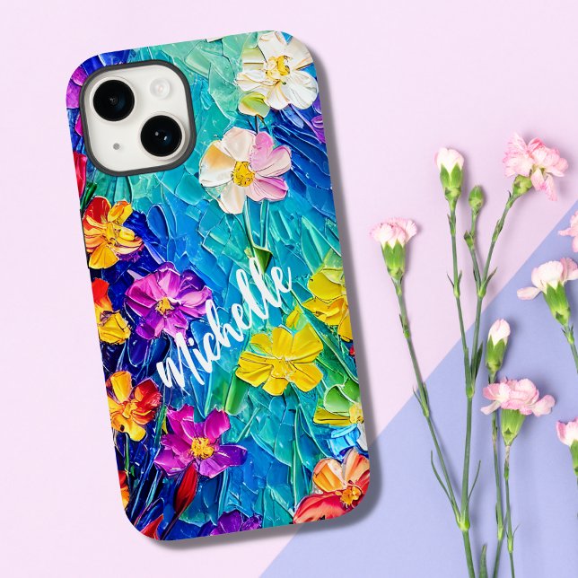 Personalisierte Blume zur Ölmalerei Case-Mate iPhone 14 Hülle (Von Creator hochgeladen)