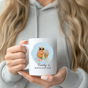 Personalisierte Blumen-Fahrrad-Capybara-Tasse mit  Kaffeetasse