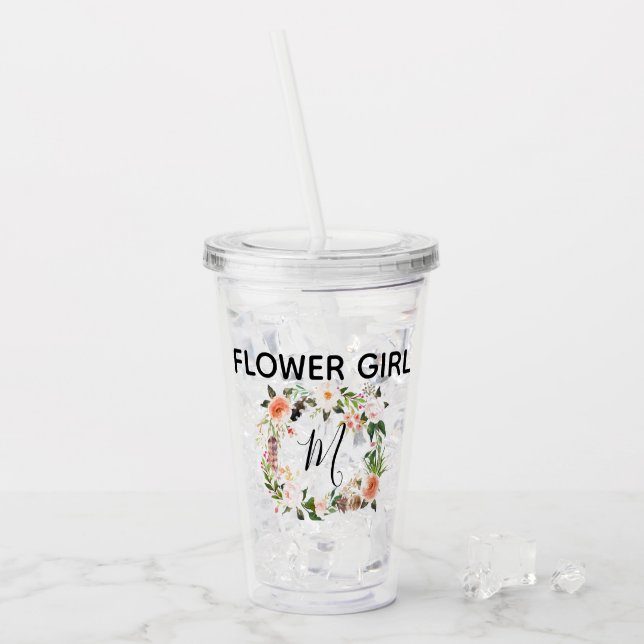 Personalisierte Blumen-Mädchen-Schale Acryltrinkbecher (Vorderseite Ice)